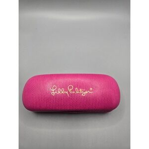 Lilly Pulitzer Hot Pink Clamshell Eyeglass Case‎ Hard Shell with Blue Lining